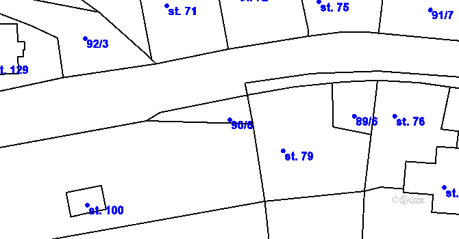 Parcela st. 90/6 v KÚ Topol, Katastrální mapa