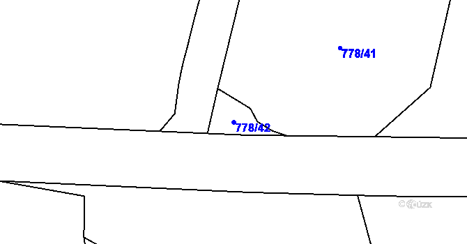 Parcela st. 778/42 v KÚ Topol, Katastrální mapa