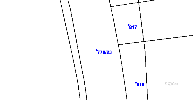 Parcela st. 778/23 v KÚ Topol, Katastrální mapa