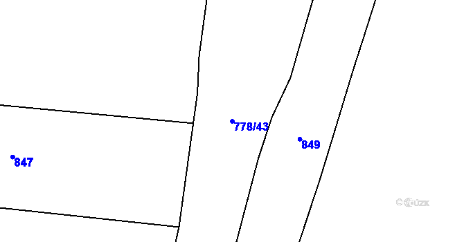 Parcela st. 778/43 v KÚ Topol, Katastrální mapa