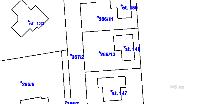 Parcela st. 266/13 v KÚ Topol, Katastrální mapa