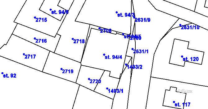 Parcela st. 94/4 v KÚ Klíčov, Katastrální mapa