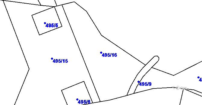 Parcela st. 495/16 v KÚ Kočov, Katastrální mapa