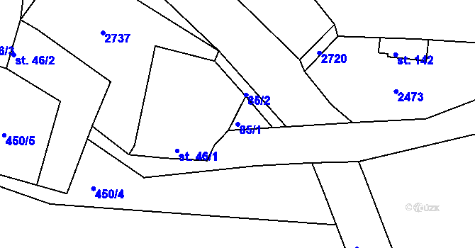 Parcela st. 85/1 v KÚ Kočov, Katastrální mapa