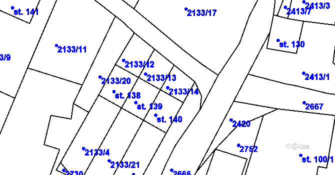 Parcela st. 2133/14 v KÚ Kočov, Katastrální mapa