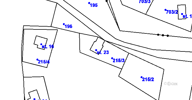 Parcela st. 23 v KÚ Ústí nad Mží, Katastrální mapa