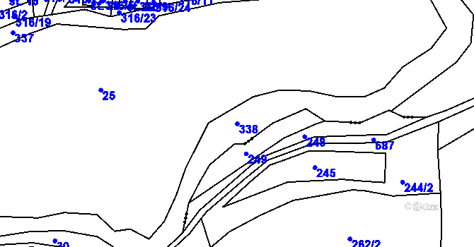 Parcela st. 338 v KÚ Ústí nad Mží, Katastrální mapa
