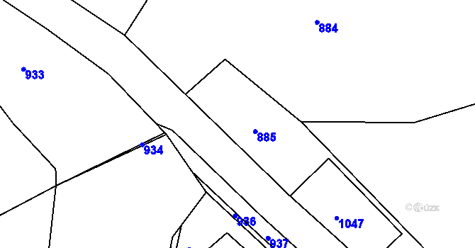 Parcela st. 544/3 v KÚ Kladruby u Kohoutova, Katastrální mapa