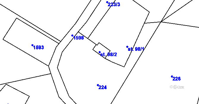 Parcela st. 98/2 v KÚ Kohoutov, Katastrální mapa