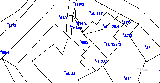 Parcela st. 48/2 v KÚ Kohoutov, Katastrální mapa