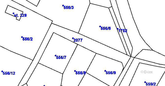 Parcela st. 556/10 v KÚ Kohoutov, Katastrální mapa