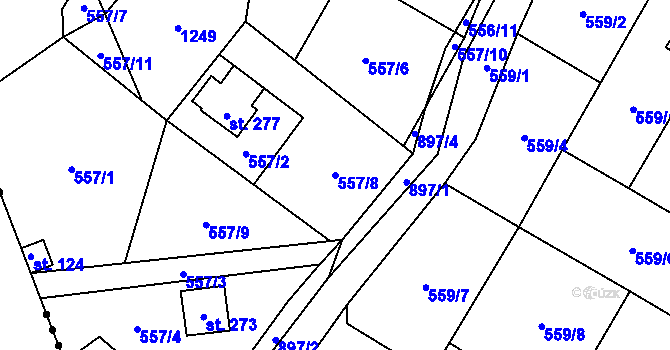 Parcela st. 557/8 v KÚ Kohoutov, Katastrální mapa