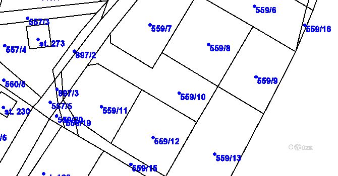 Parcela st. 559/10 v KÚ Kohoutov, Katastrální mapa