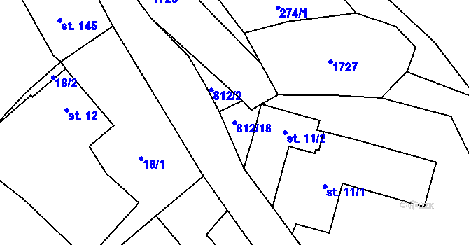 Parcela st. 812/18 v KÚ Kohoutov, Katastrální mapa