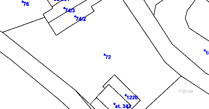 Parcela st. 72 v KÚ Kohoutov, Katastrální mapa