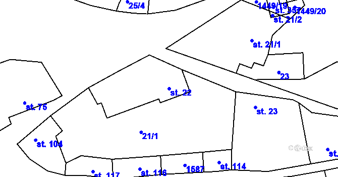 Parcela st. 22 v KÚ Kochánky, Katastrální mapa