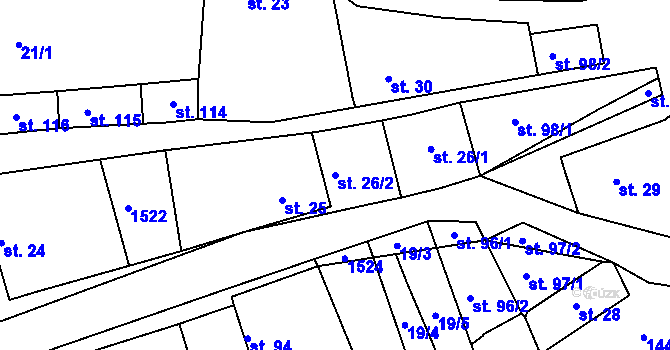 Parcela st. 26/2 v KÚ Kochánky, Katastrální mapa