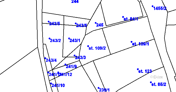 Parcela st. 109/2 v KÚ Kochánky, Katastrální mapa