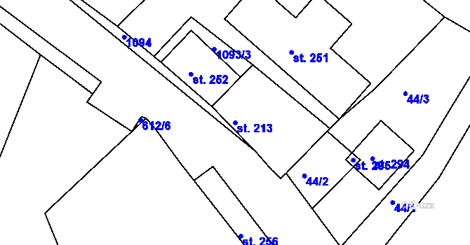 Parcela st. 213 v KÚ Kochánky, Katastrální mapa
