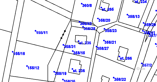 Parcela st. 235 v KÚ Kochánky, Katastrální mapa