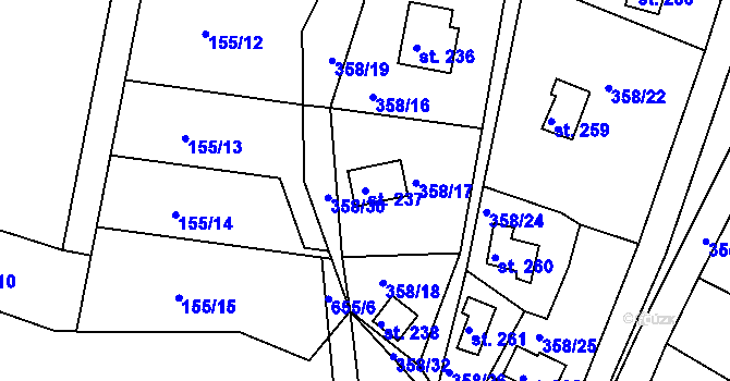 Parcela st. 237 v KÚ Kochánky, Katastrální mapa