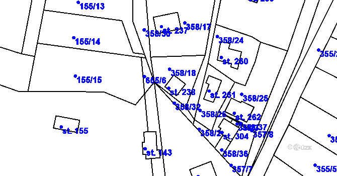 Parcela st. 238 v KÚ Kochánky, Katastrální mapa