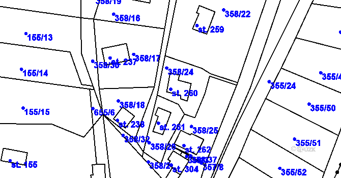 Parcela st. 260 v KÚ Kochánky, Katastrální mapa