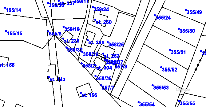 Parcela st. 262 v KÚ Kochánky, Katastrální mapa