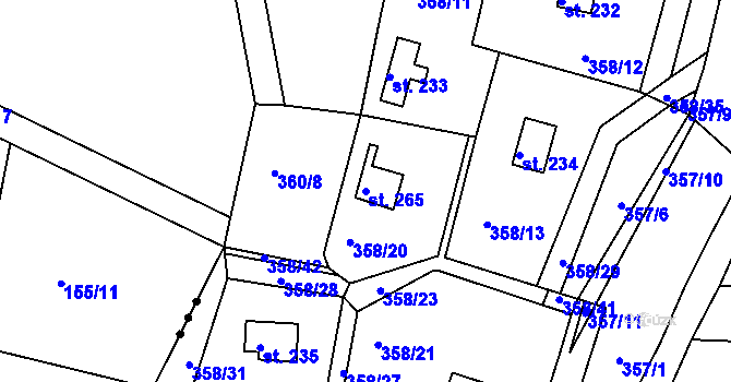 Parcela st. 265 v KÚ Kochánky, Katastrální mapa