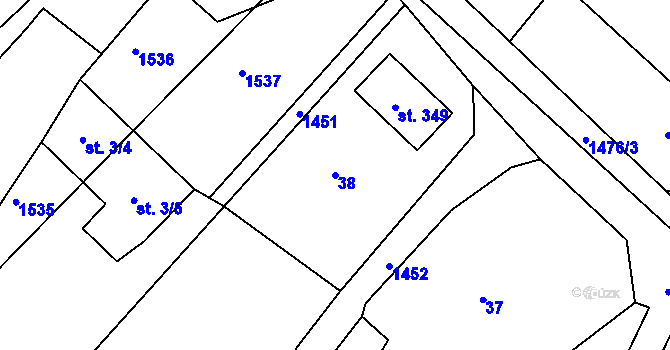 Parcela st. 38 v KÚ Kochánky, Katastrální mapa