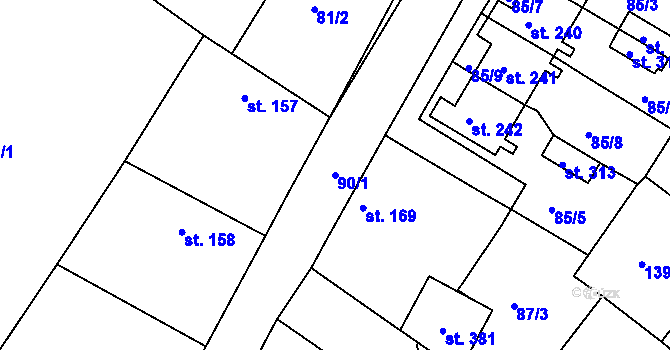 Parcela st. 90/1 v KÚ Kochánky, Katastrální mapa