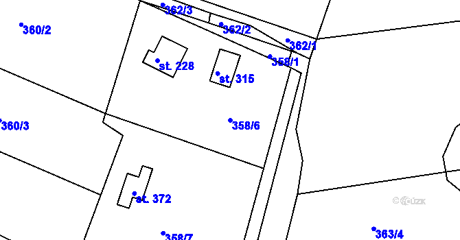 Parcela st. 358/6 v KÚ Kochánky, Katastrální mapa