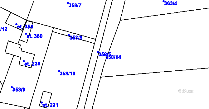 Parcela st. 358/14 v KÚ Kochánky, Katastrální mapa