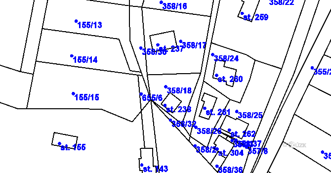 Parcela st. 358/18 v KÚ Kochánky, Katastrální mapa