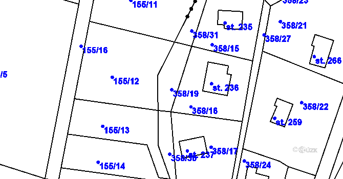 Parcela st. 358/19 v KÚ Kochánky, Katastrální mapa
