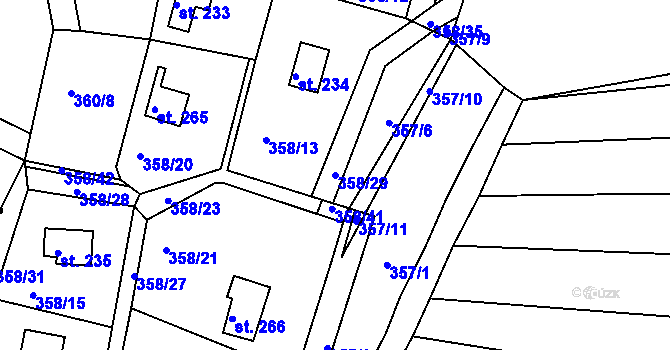Parcela st. 358/29 v KÚ Kochánky, Katastrální mapa
