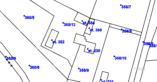 Parcela st. 355 v KÚ Kochánky, Katastrální mapa