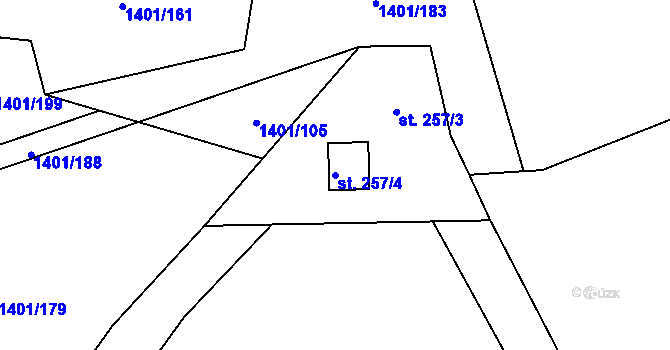 Parcela st. 257/4 v KÚ Kochánky, Katastrální mapa