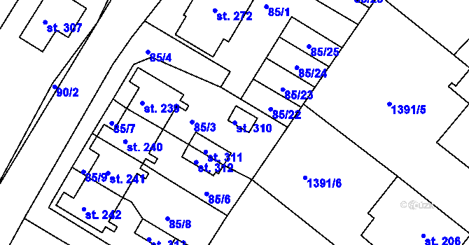 Parcela st. 310 v KÚ Kochánky, Katastrální mapa