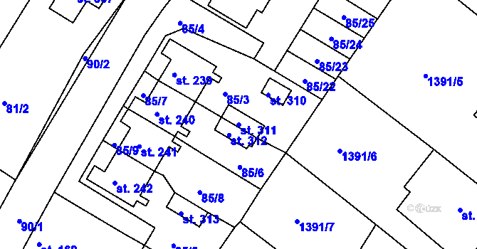 Parcela st. 311 v KÚ Kochánky, Katastrální mapa