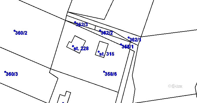 Parcela st. 315 v KÚ Kochánky, Katastrální mapa