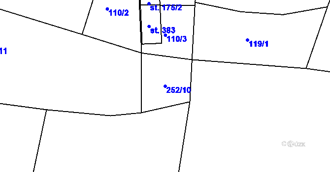 Parcela st. 252/10 v KÚ Kochánky, Katastrální mapa