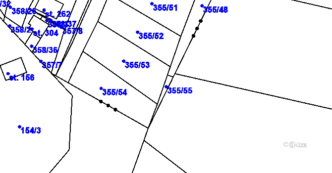 Parcela st. 355/55 v KÚ Kochánky, Katastrální mapa