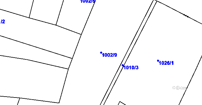 Parcela st. 1002/9 v KÚ Kochánky, Katastrální mapa