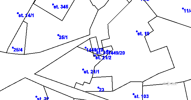 Parcela st. 357 v KÚ Kochánky, Katastrální mapa