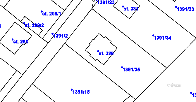 Parcela st. 329 v KÚ Kochánky, Katastrální mapa