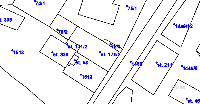 Parcela st. 171/1 v KÚ Kochánky, Katastrální mapa
