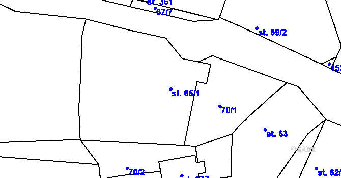 Parcela st. 65/1 v KÚ Kochánky, Katastrální mapa
