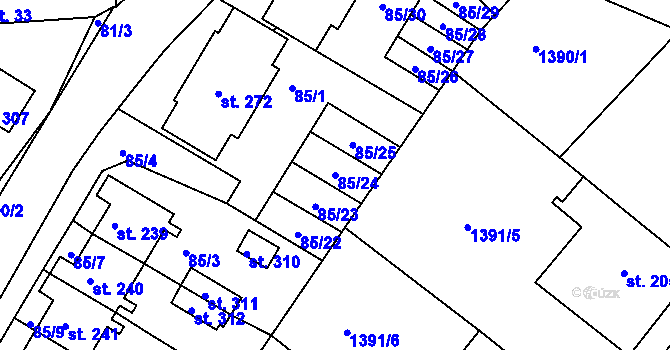 Parcela st. 85/24 v KÚ Kochánky, Katastrální mapa