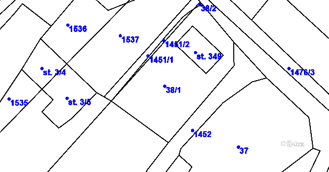 Parcela st. 38/1 v KÚ Kochánky, Katastrální mapa